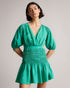 TALUNA-Dresses-It's All In The Details: Mini dress Shirred waist Short puff sleeves Wrap front 100% cupro- Ted Baker Romania